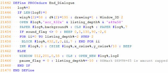 SuperBASIC syntax highlighting