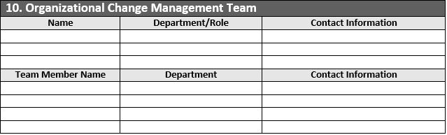 Organizational Change Management Team