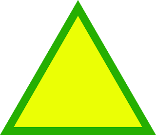 Yellow triangle with green border