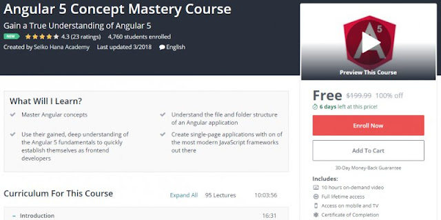 [100% Off] Angular 5 Concept Mastery Course| Worth 199,99$