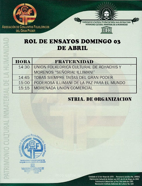 Rol de Ensayos gran Poder 3 de abril