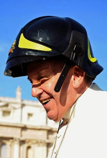 Pope dressed as fireman