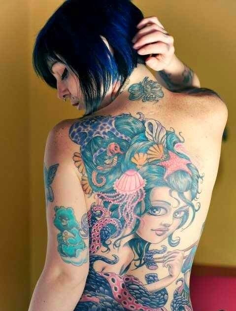 Amazing Women Back with Pinup Girl, Pinup Girls Tattoo for Women, New Pinup Decorative Tattoos, Women, Parts,