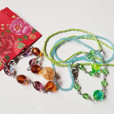 Wire Wrapped Fire Polished Glass Beads Bracelet and Face Mask Chain