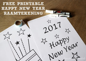 Raamtekening printen, vuurpijl raamtekening, raamtekening zelf maken, happy new year raamtekening