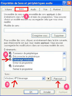 3ème étape: changer le son de démarrage WinXP