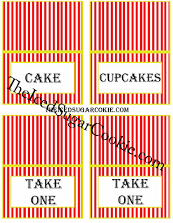 Circus Food Cards- Cake, Cupcakes, Take One, Take One