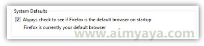  Gambar: Status firefox sebagai default browser di komputer/laptop