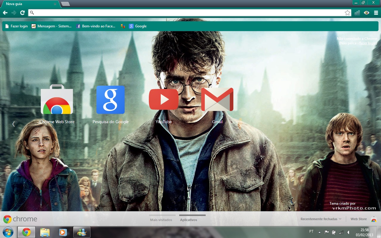 Sonhos de um Potterhead: Fundo personalizado do Chrome