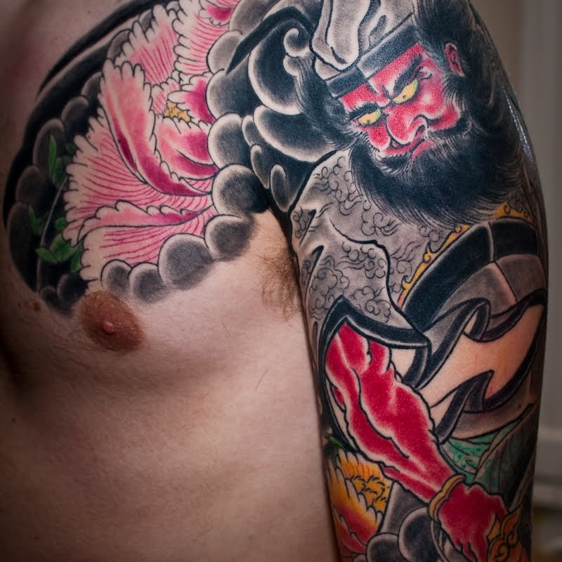 Usually in Irezumi and other Japanese traditional arts his skin has normal