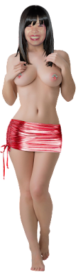 Nude girl wearing only revealing mini skirt PNG
