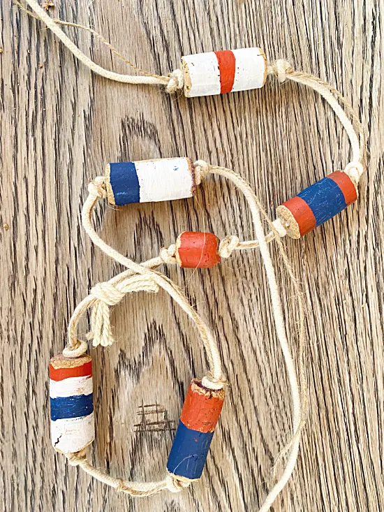 red white and blue buoy garland