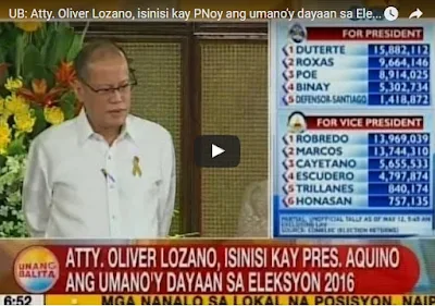 Atty. Lozano accused PNoy as mastermind in VP race poll cheating