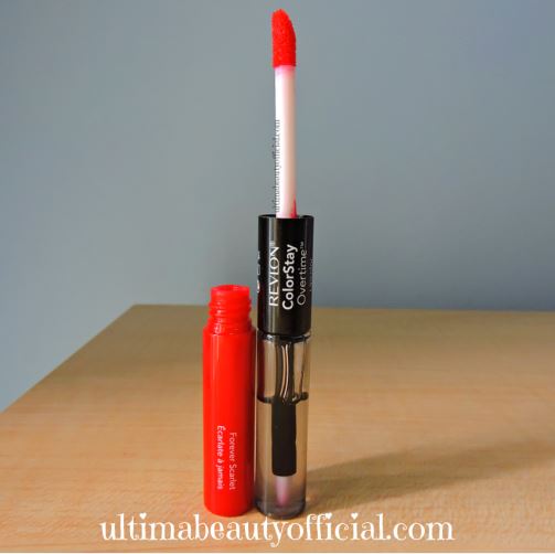 Revlon ColorStay Overtime Lip Color in Forever Scarlet, color side opened