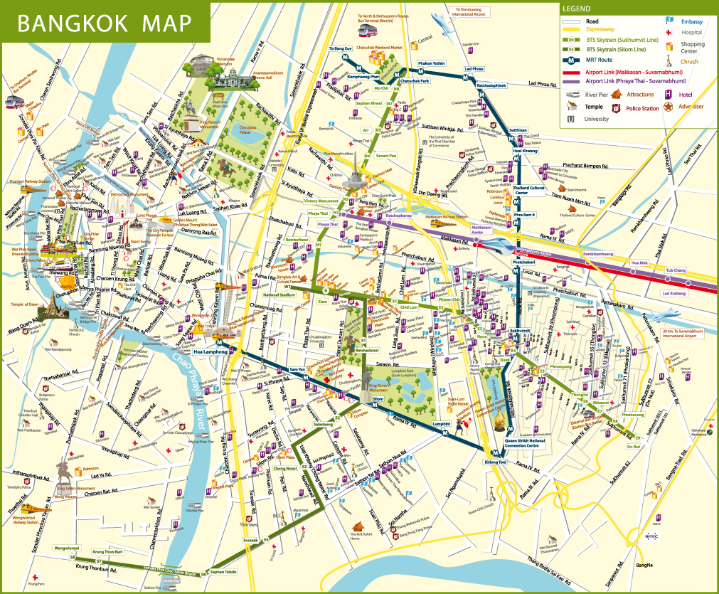 About BTS Bangkok Thailand Airport Map: Detail Bangkok Map for ...