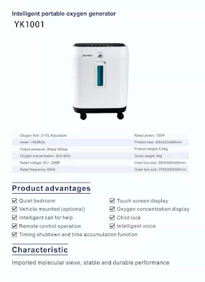 Contoh merk dagang Alkes Generator oksigen portabel ( Portable Oxygen Generator ) Intelligent YK 1001 jonadoctor health and business