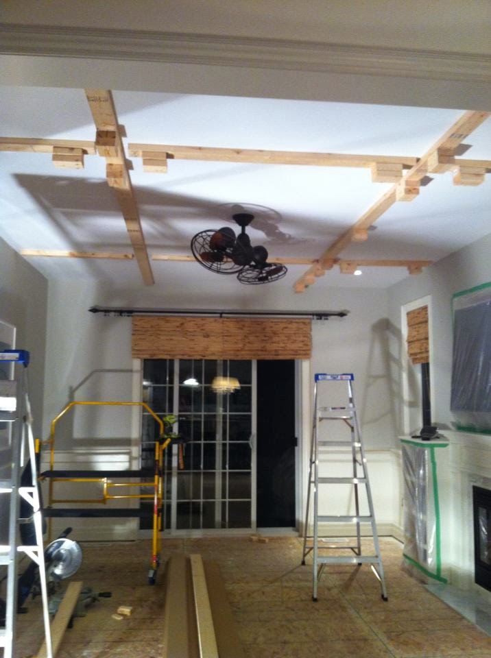 White Wood : My DIY coffered ceiling