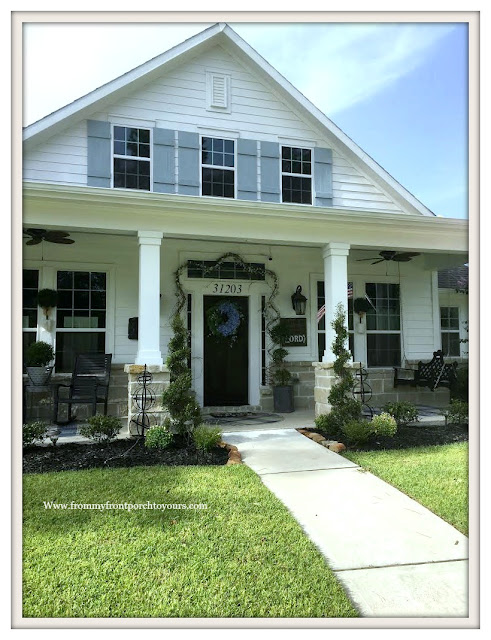 Flower Beds-Curb Appeal-DIY-Landscape-Southern Charm-Topiaries-Porch Swing-From My Front Porch To Yours