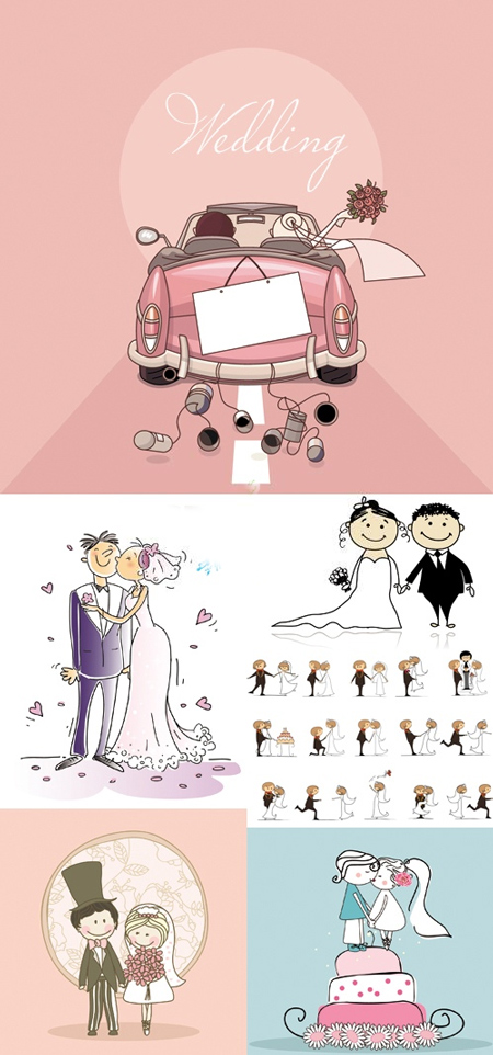 Comic Style Wedding Vector Labels wedding vectors