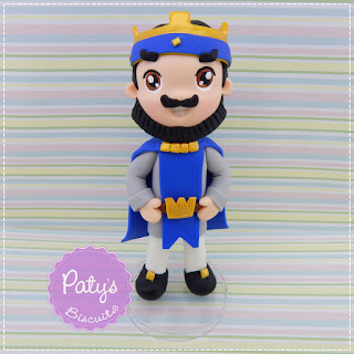 Miniatura Rei Azul - Clash Royale - Topo de bolo para festa Infantil - biscuit