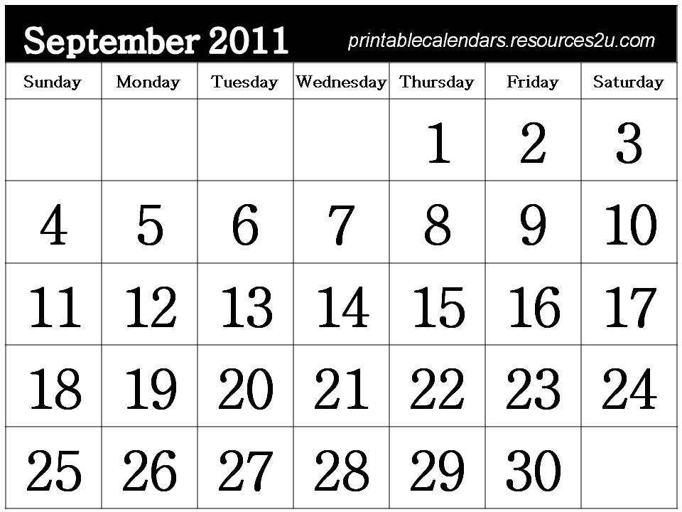 2011 calendar printable free. Free Printable September 2011