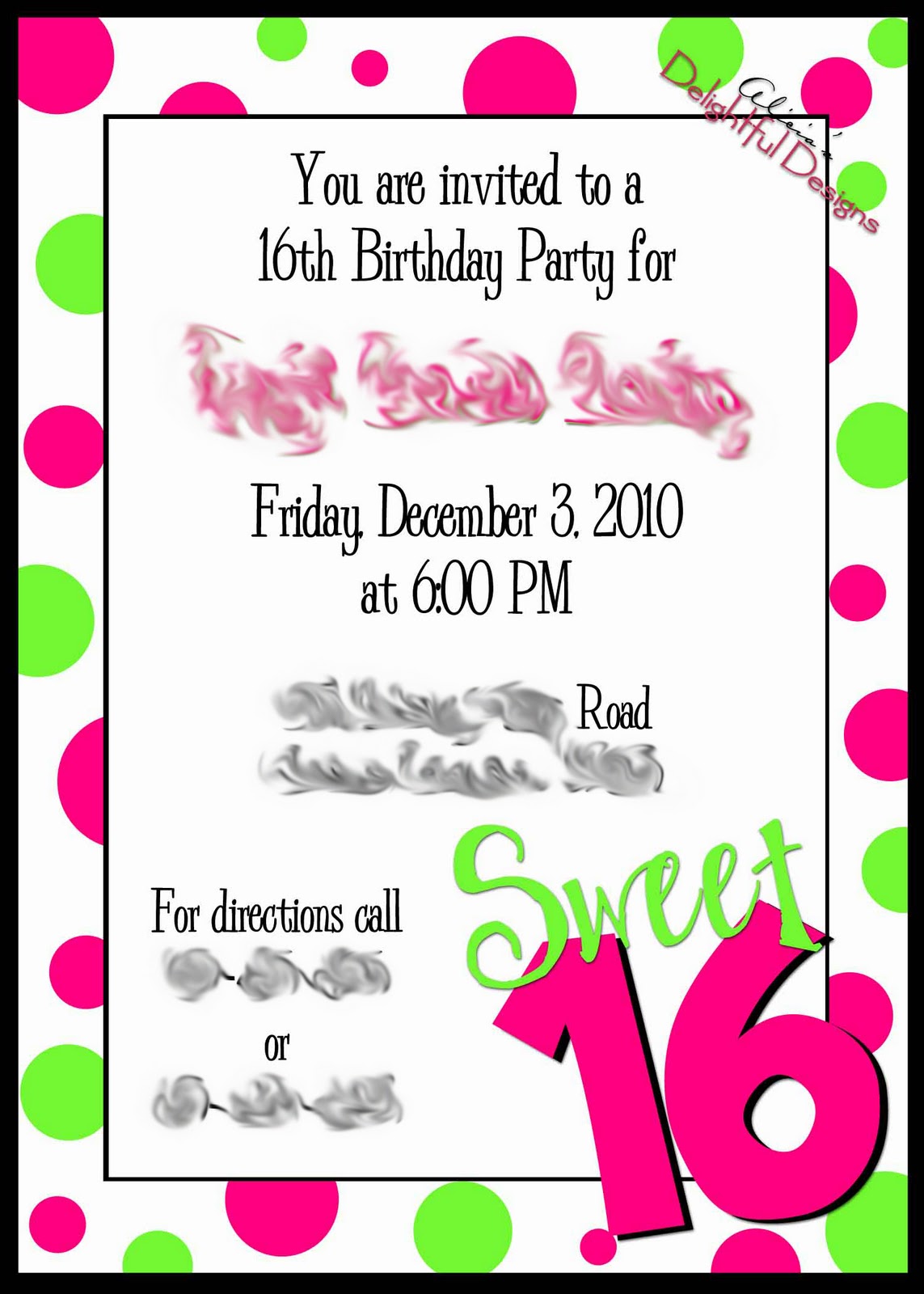 designed a super fun Sweet 16 party invitation recently