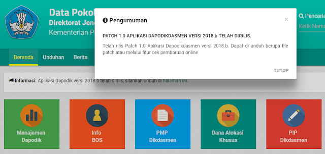  menyerupai postingan beberapa waktu kemudian wacana adanya update patch  Patch 1.0 Aplikasi Dapodikdasmen Versi 2018.b Semester 2 Tahun Pelajaran 2017/2018