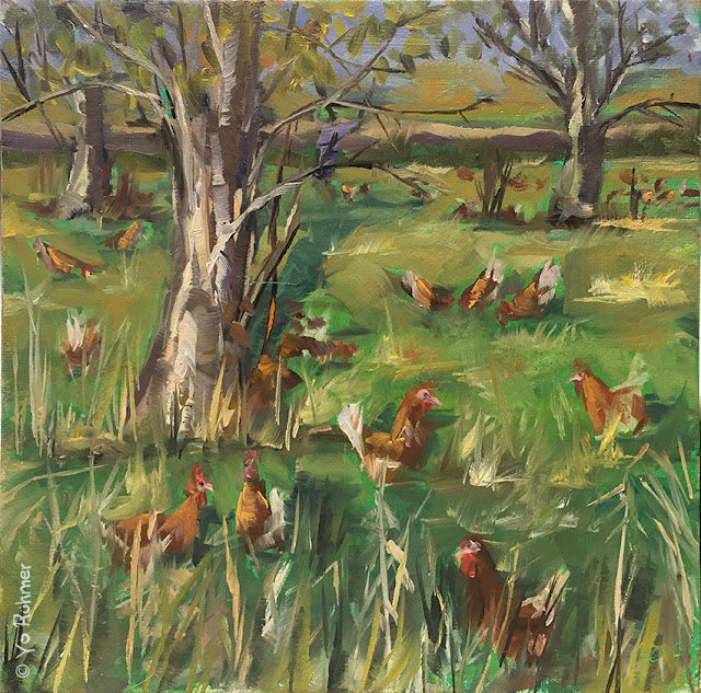 Chicken, pleinairpainting