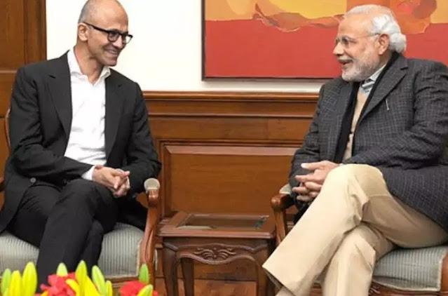 Microsoft CEO Satya Nadella and PM Modi talk about innovation and artificial intelligence.