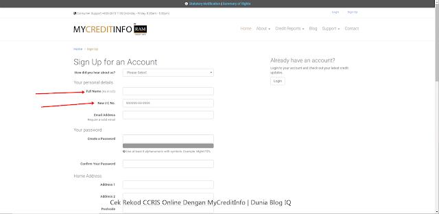 Cara Dapatkan Laporan CCRIS Online Dengan MyCreditInfo