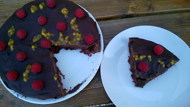 Gâteau chocolat framboises