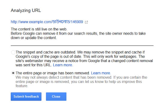 How to remove a URL from Google search engine results.