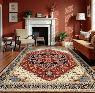 Living room with Orange red