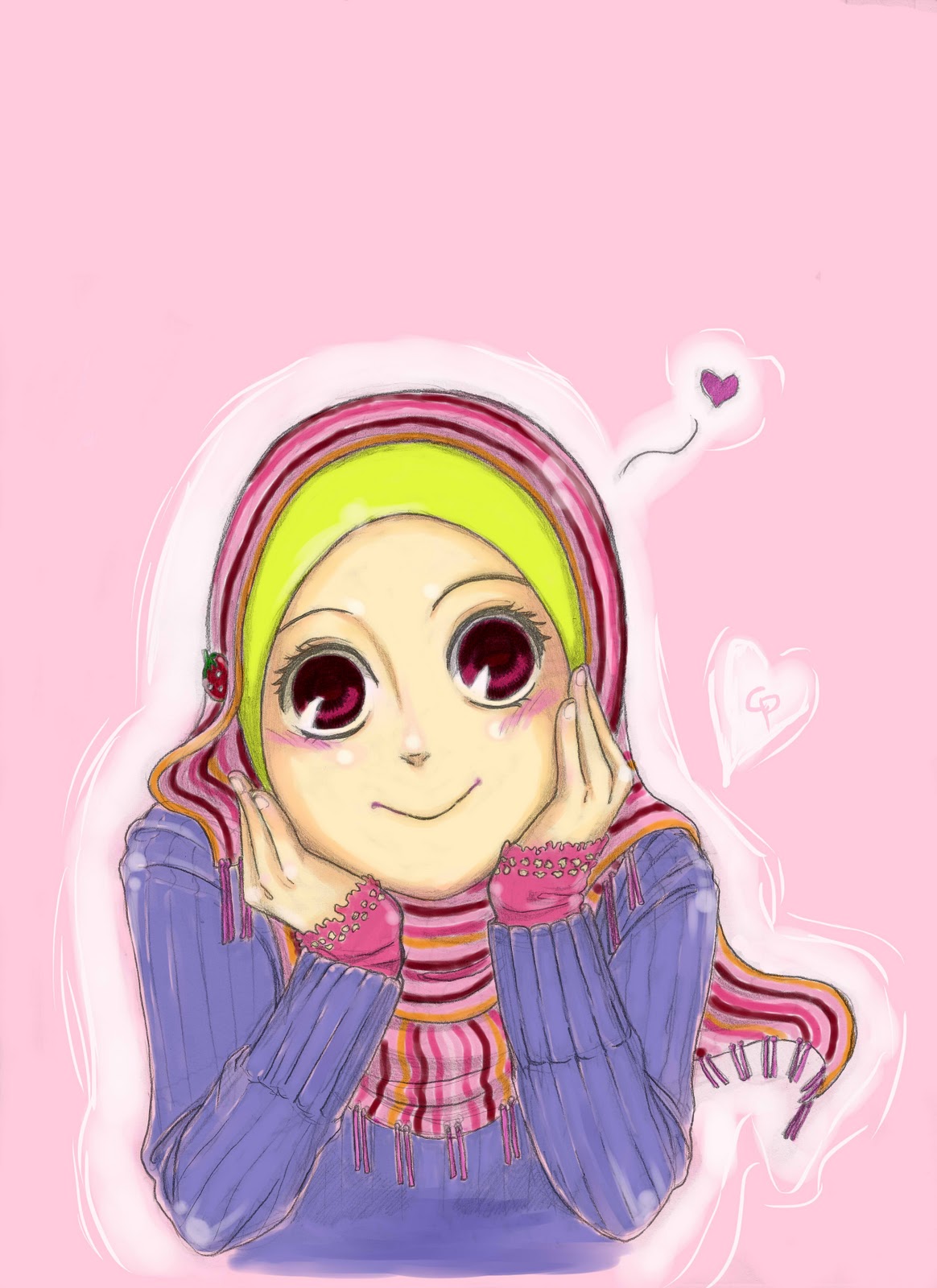 Gambar Kartun Muslimah Pink Top Gambar