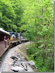 Train goes right by the Nantahala River