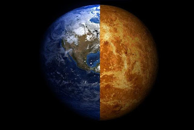 Minor evolutionary changes could have altered the fates of both Earth and Venus. Credit: Composite image by Arie Wilson Passwaters/Rice University