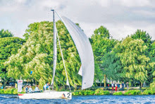 J/70 sailing on Alster Lake in Hamburg, Germany