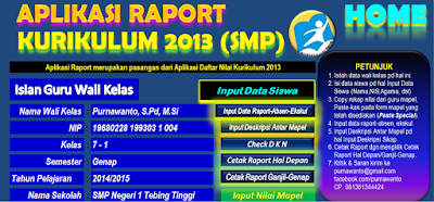Aplikasi Raport SMP Kurikulum 2013 Excel 2017