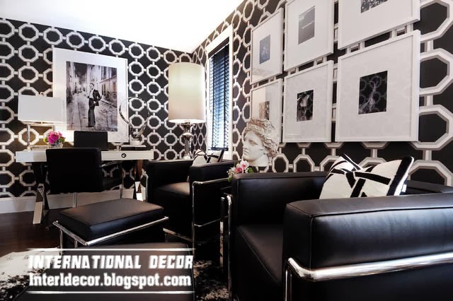 Black and white wallpaper for interior design