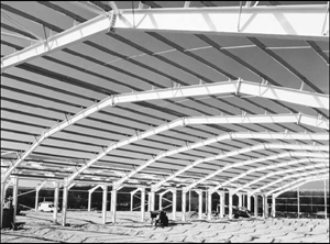 Long-span portal frame used to create an arch structure