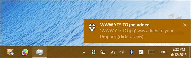 DropBox Notification For Windows 10 ScreenShot