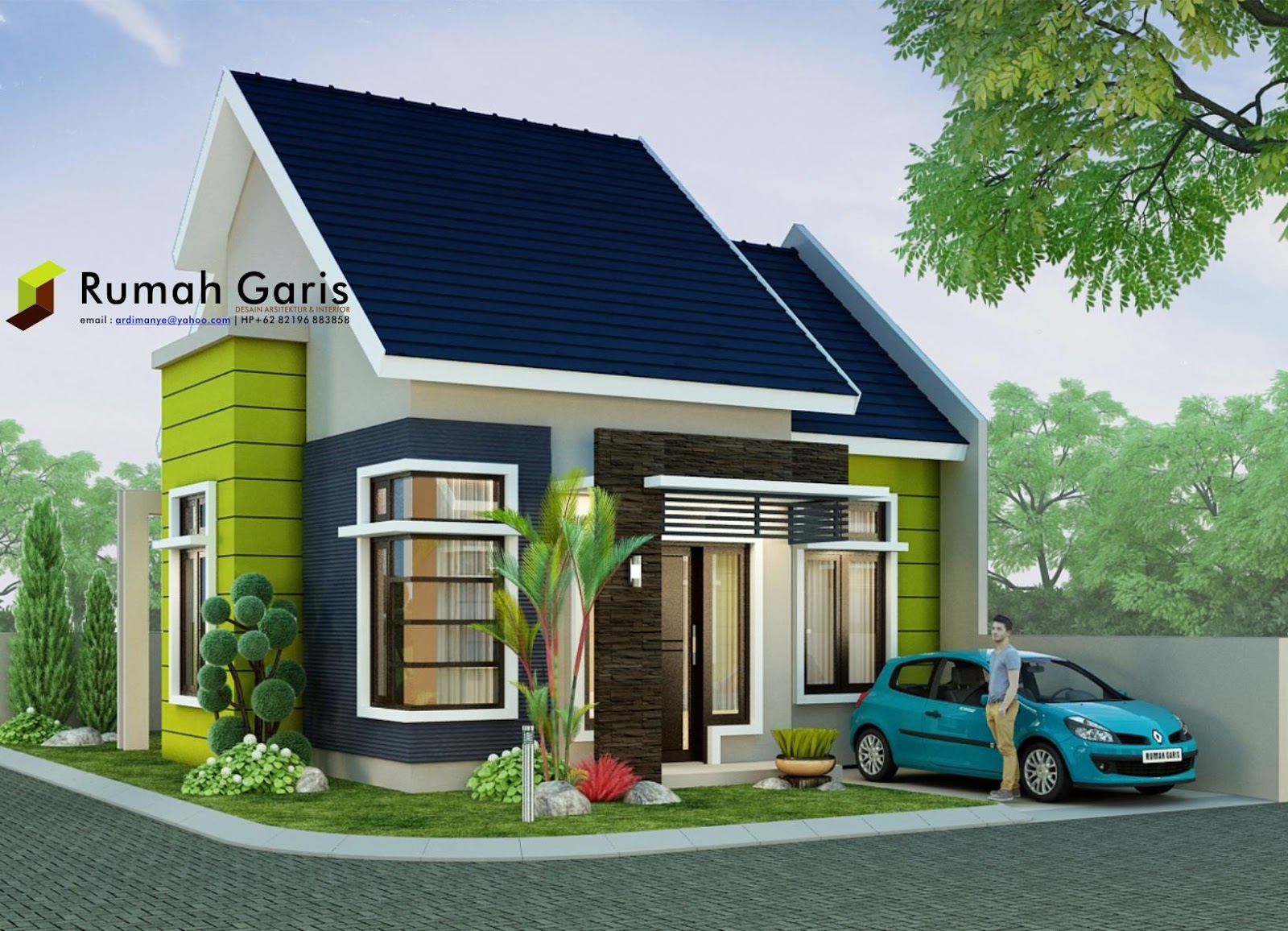 Rumah minimalis modern tipe 60 di lahan sudut 10x15 meter 