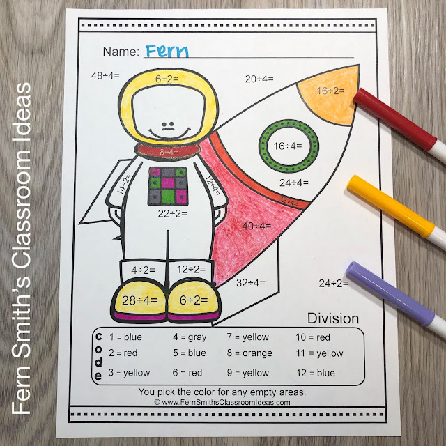 Click here for the Community Helpers Career Themed Color By Number Divide by 2 and 4 Printable Worksheet Resource #FernSmithsClassroomIdeas