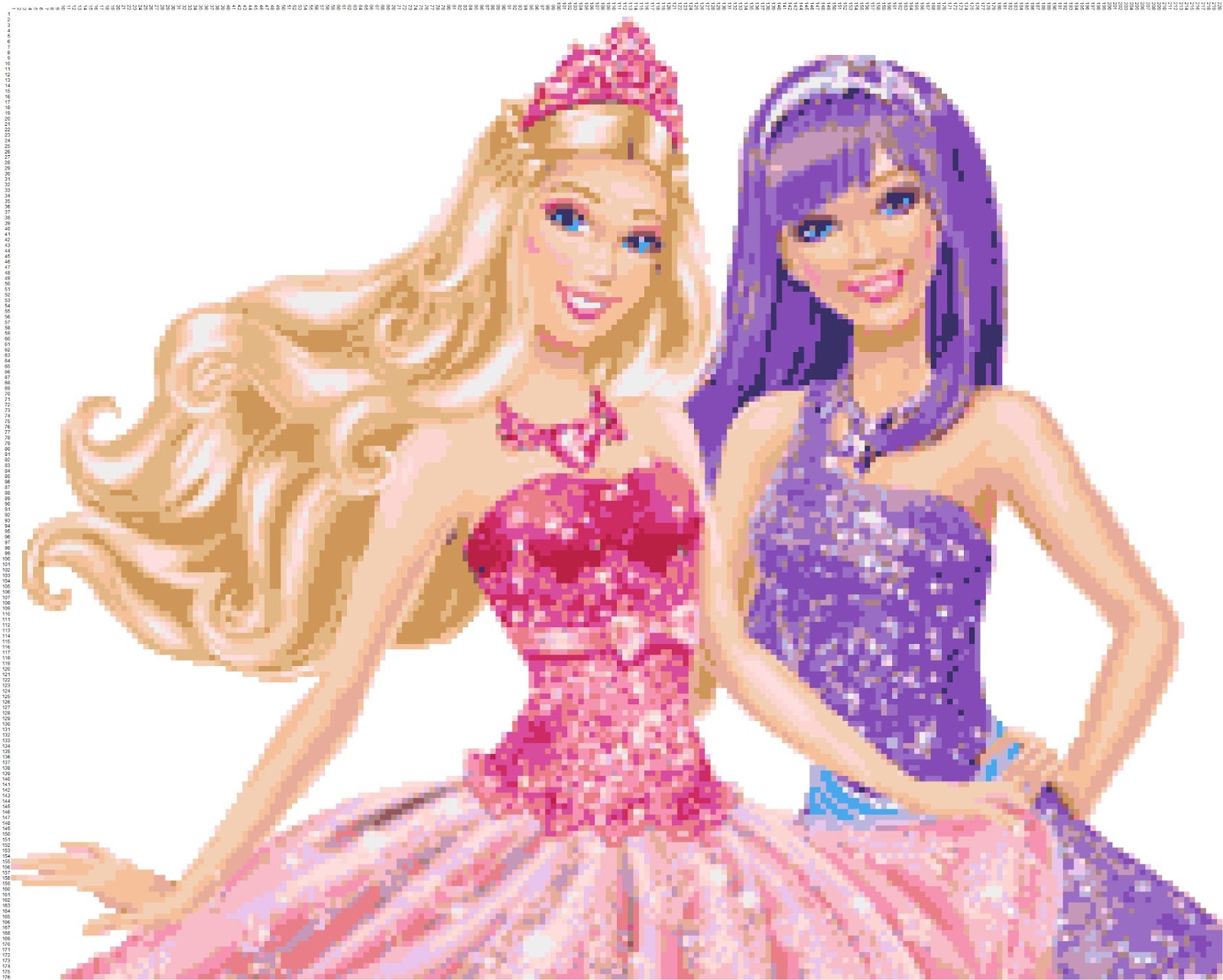 N.507 Barbie Principessa e la Popstar  Barbie Princess the Popstar  Disegni in Crocette