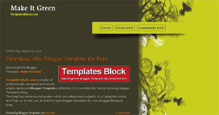 Make It Green Flowers Blogger Template