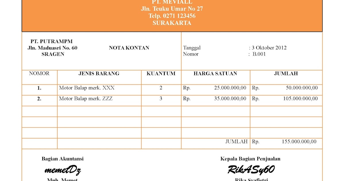 Akuntansi puna 'na MEVI: Nota Kontan