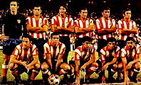 CLUB ATLÉTICO DE MADRID - Madrid, España - Temporada 1971-72 - Rodri, Martínez Jayo, Ovejero, Calleja, Iglesias, Adelardo; Salcedo, Luis, Gárate, Irureta y Alberto - ATLÉTICO DE MADRID 4 (Luis, Adelardo, Salcedo e Irureta), ATHLETIC DE BILBAO 1 (Ovejero (p.p.)) - 29/06/1972 - Copa de España, semifinales, partido de ida - Madrid, estadio Vicente Calderón