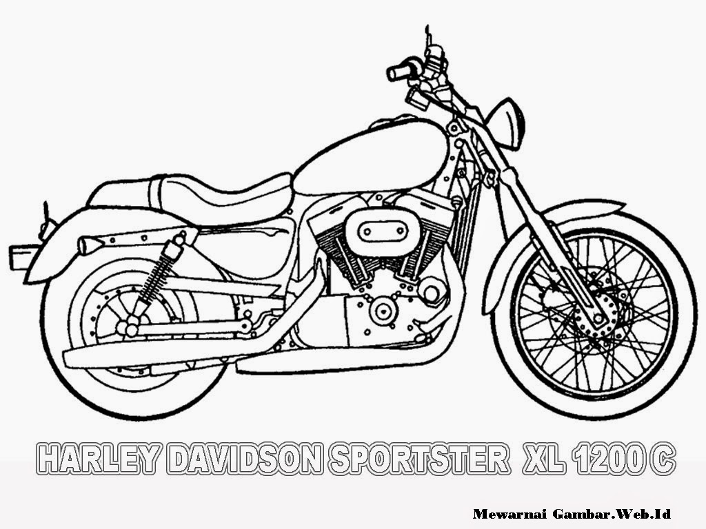 Mewarnai Gambar Motor Harley Davidson Mewarnai Gambar