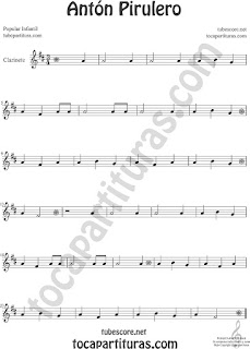  Clarinete Partitura de Antón Pirulero Sheet Music for Clarinet Music Score