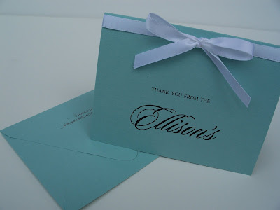 These cute thank you cards are the last piece to all Tiffani's Tiffany Co 